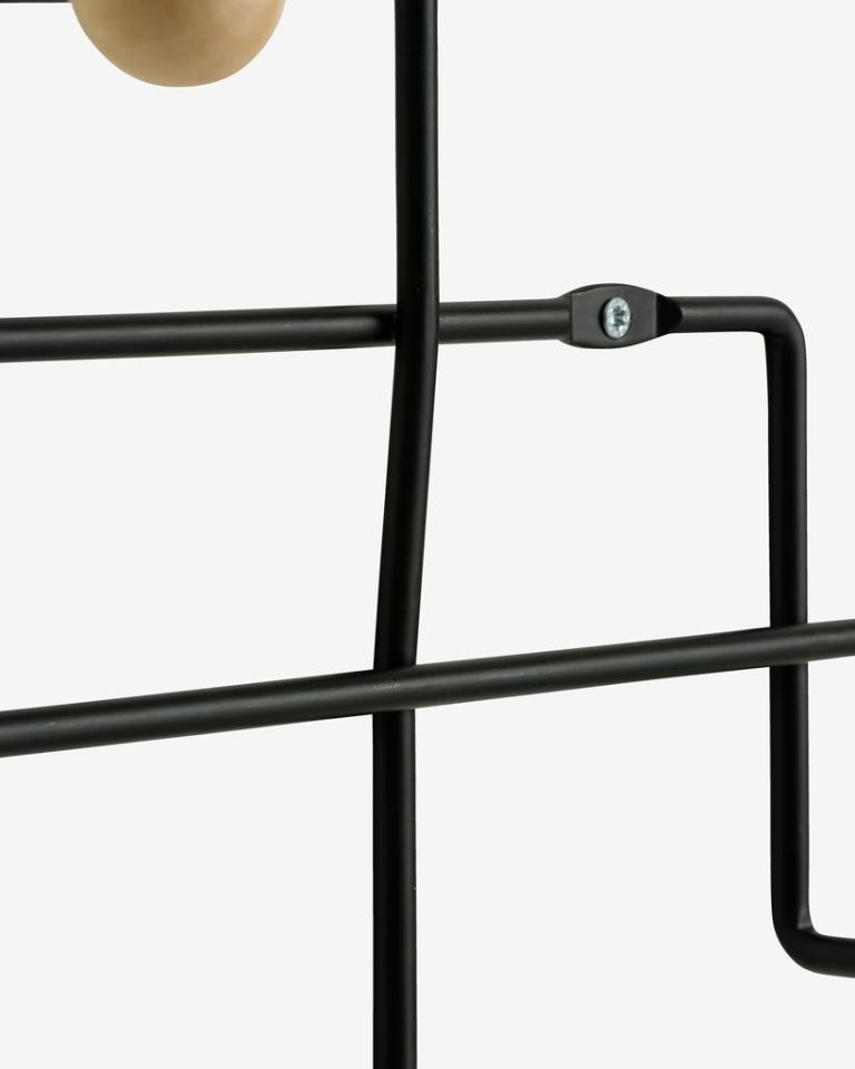 Móc treo quần áo | GAMBY | 6 móc | kim loại/gỗ tự nhiên | màu tự nhiên/đen | R41xS9xC22cm