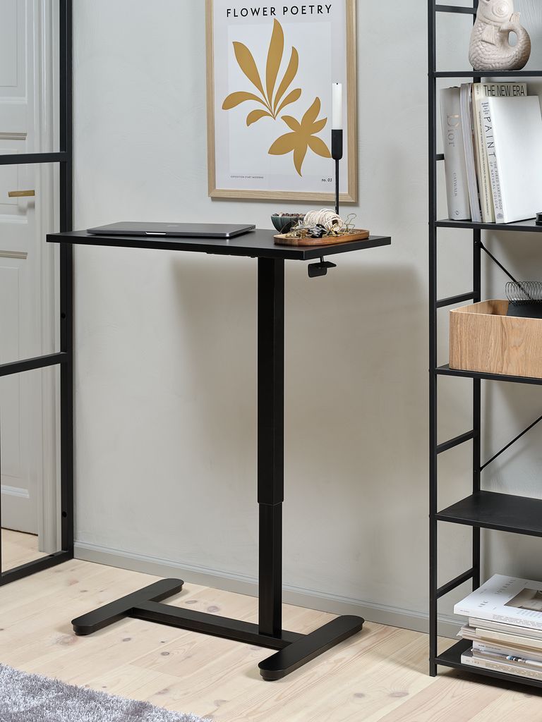 Bàn làm việc nâng hạ | LUNDTOFT | gỗ công nghiệp/thép | đen | R40xD70xC64/108cm