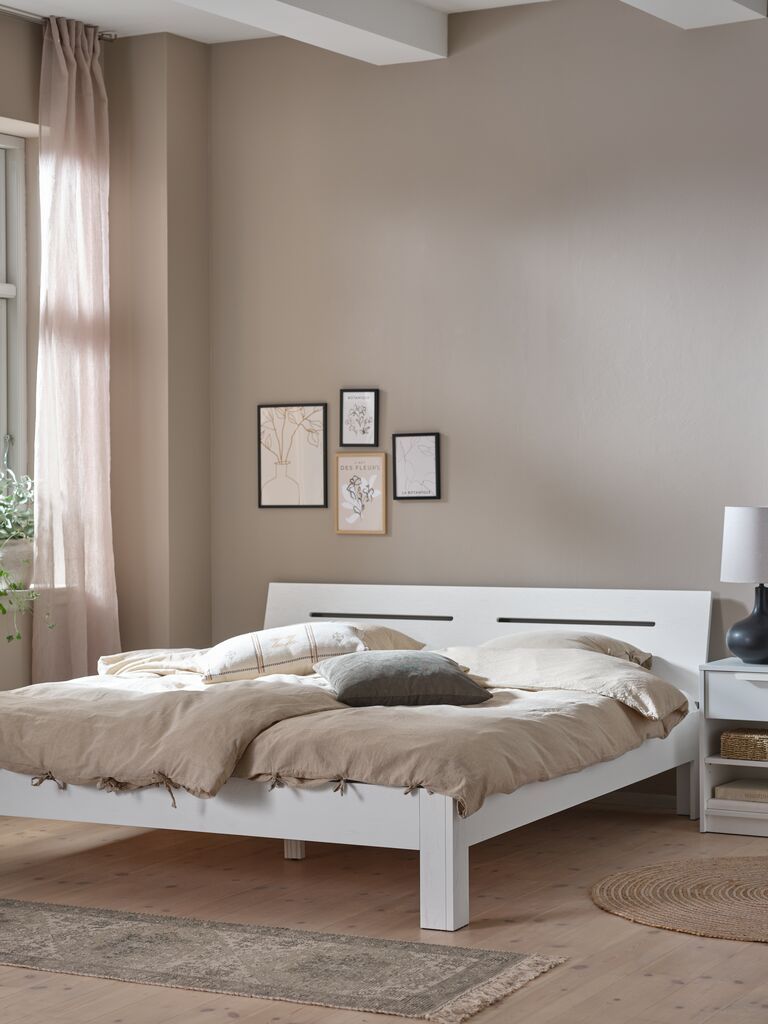 Giường | OLSKER | gỗ c&ocirc;ng nghiệp | trắng | R160xD200cm