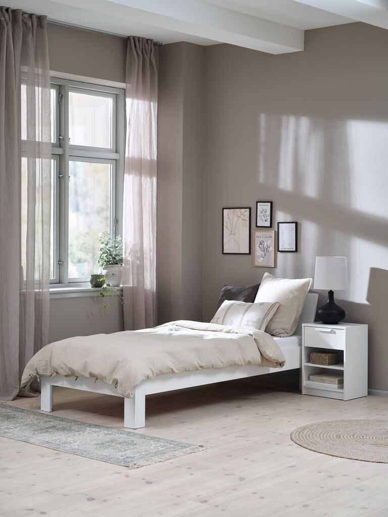 Giường đơn | OLSKER | gỗ c&ocirc;ng nghiệp | trắng | R90xD200cm