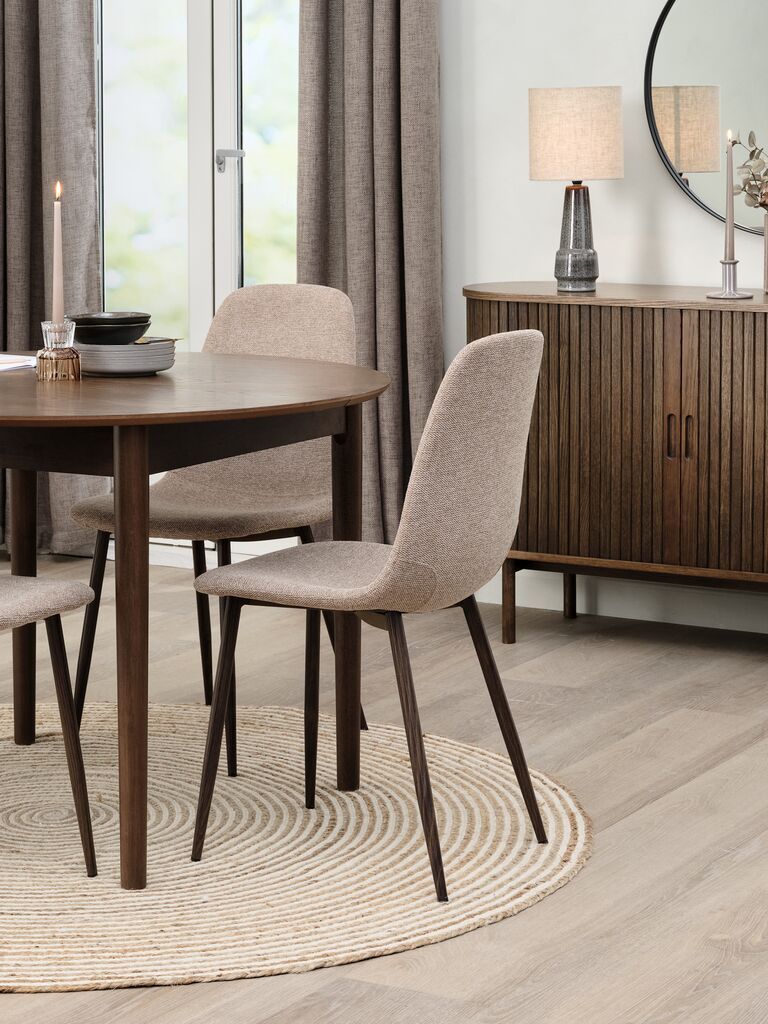 Ghế bàn ăn | JONSTRUP | kim loại/vải polyester | be/sồi đậm | R44xS53xC87cm