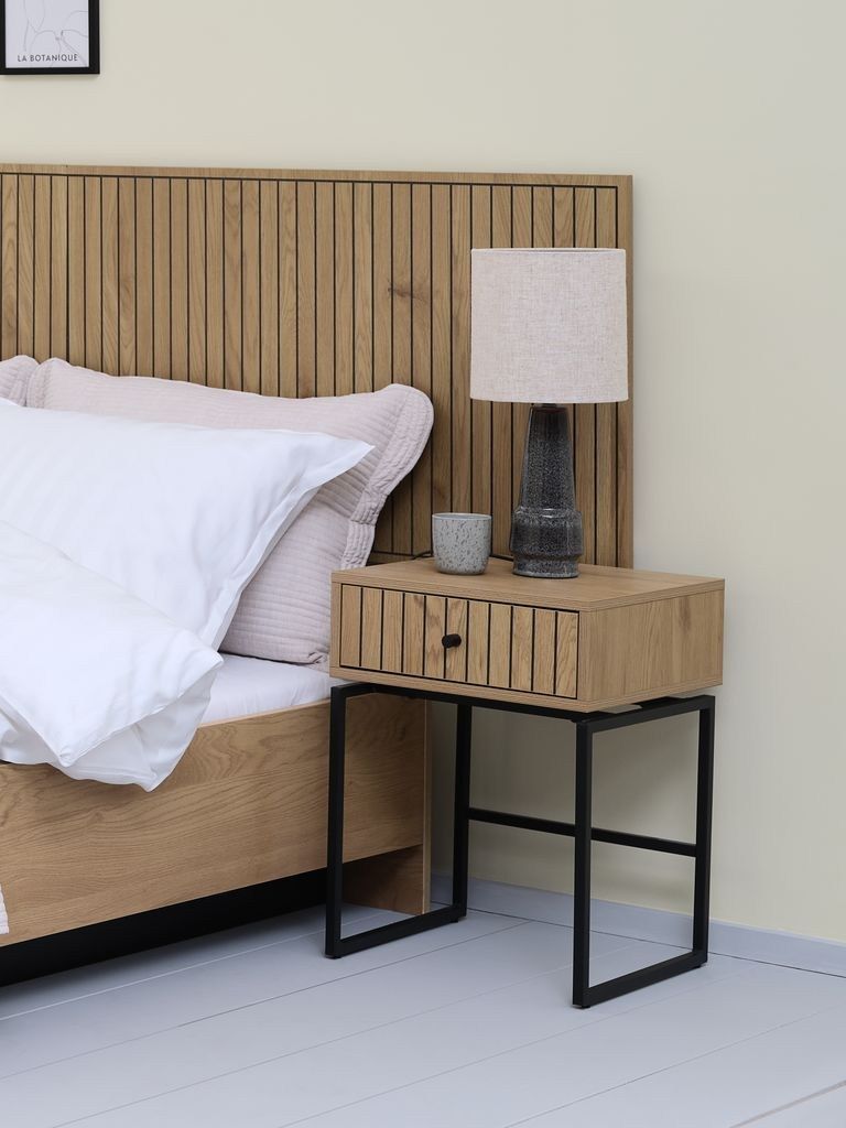 Tủ đầu giường | HEMDRUP | gỗ công nghiệp/thép | đen/sồi | R40xS38xC55cm