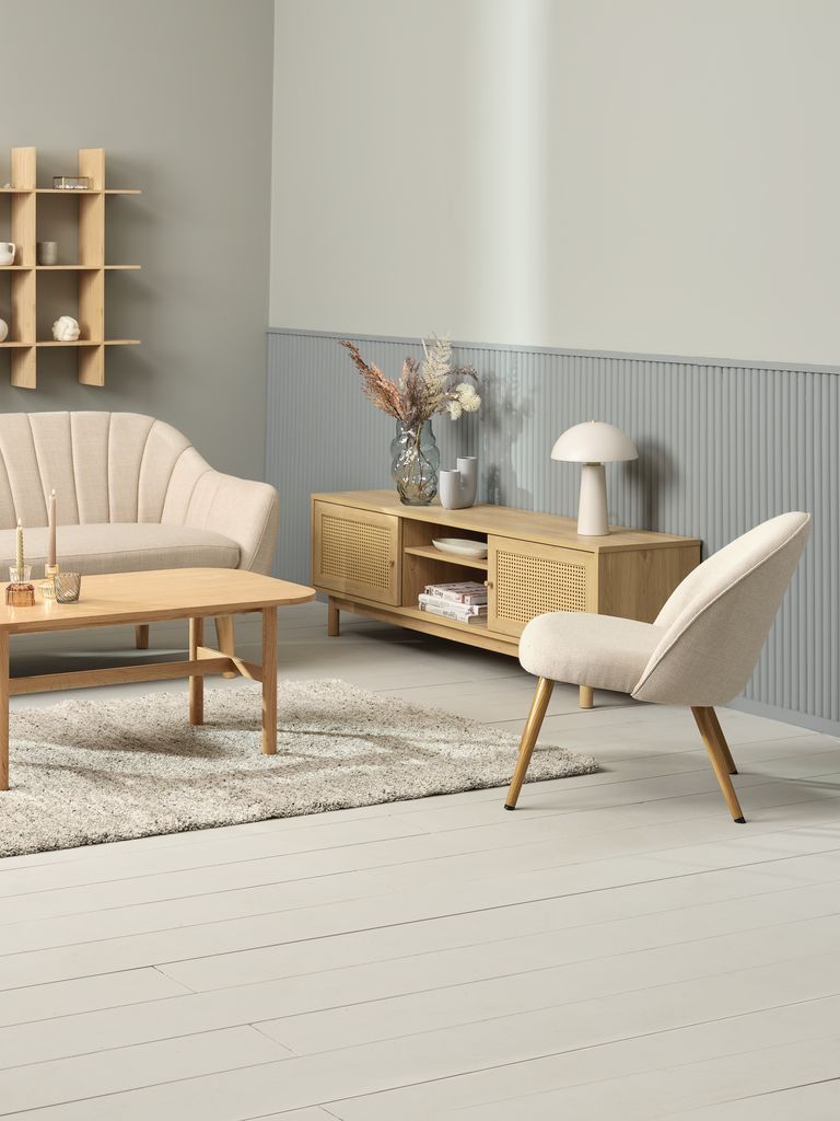 Ghế bành | THORUP | vải polyester | màu sồi/be | R65xS74xC74cm