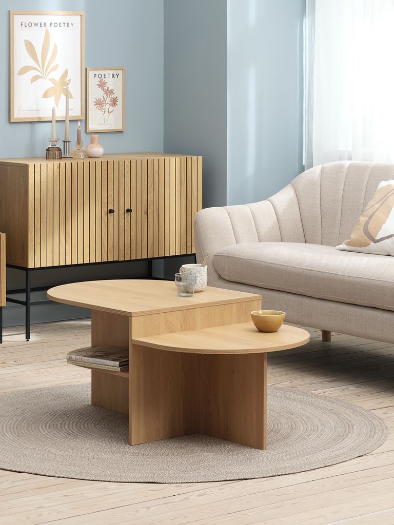 Bàn cafe | LISBJERG | gỗ công nghiệp | màu sồi | R60xD107xC45cm