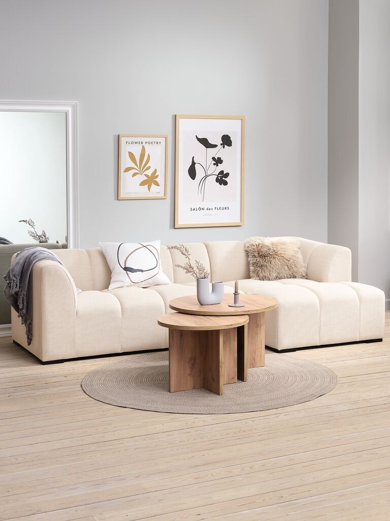 Sofa góc phải | ALLESE | vải polyester | be | R246xS88/131xC68cm