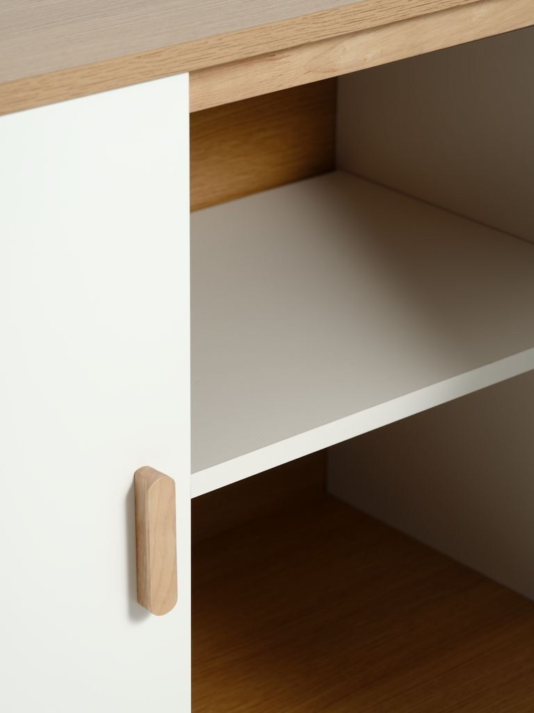 Tủ phòng ăn | GAMTOFTE | 3 cánh | gỗ công nghiệp | trắng/sồi | R155xS42xC84cm