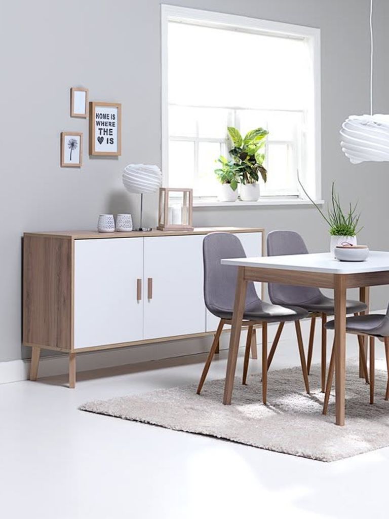 Tủ phòng ăn | GAMTOFTE | 3 cánh | gỗ công nghiệp | trắng/sồi | R155xS42xC84cm