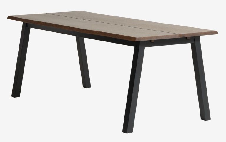 Bàn ăn | SKOVLUNDE | gỗ công nghiệp/veneer sồi | màu sồi đậm/đen | R90xD200xC76cm
