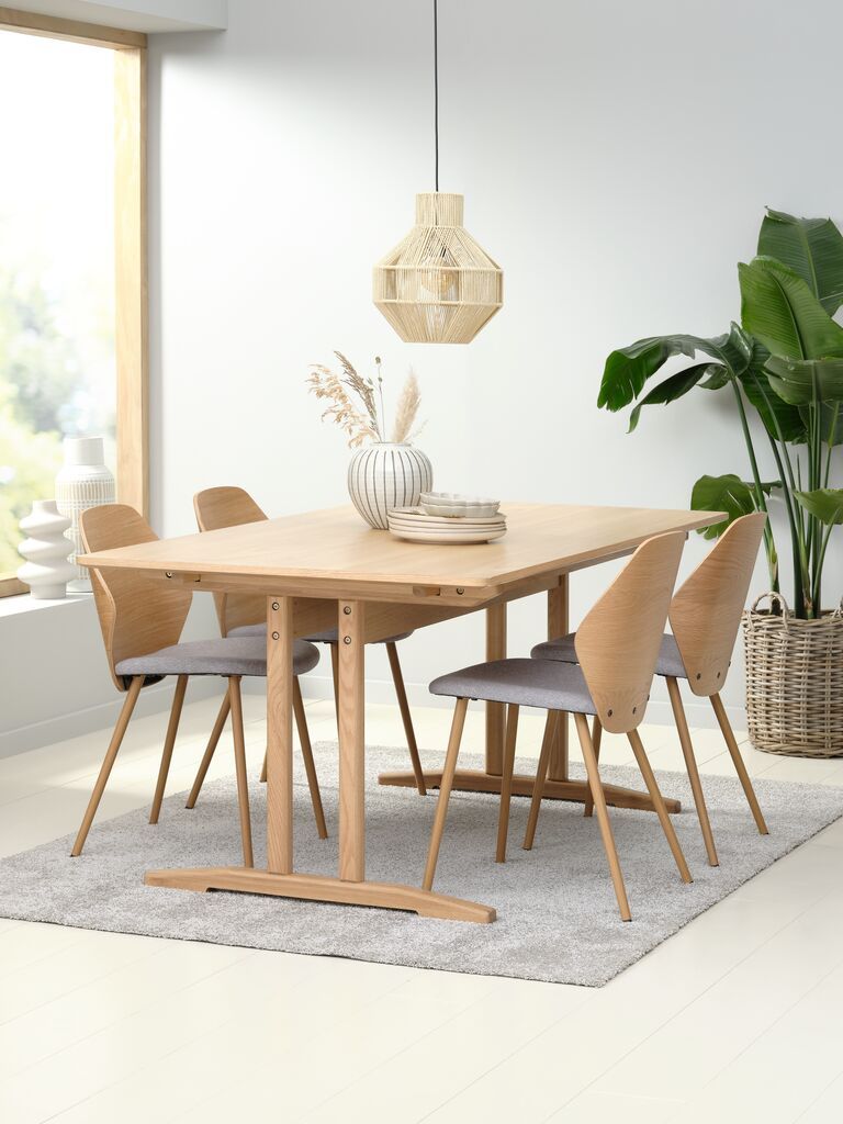 Ghế b&agrave;n ăn | HORNE | kim loại/vải polyester | x&aacute;m/sồi | R47xS54xC81cm