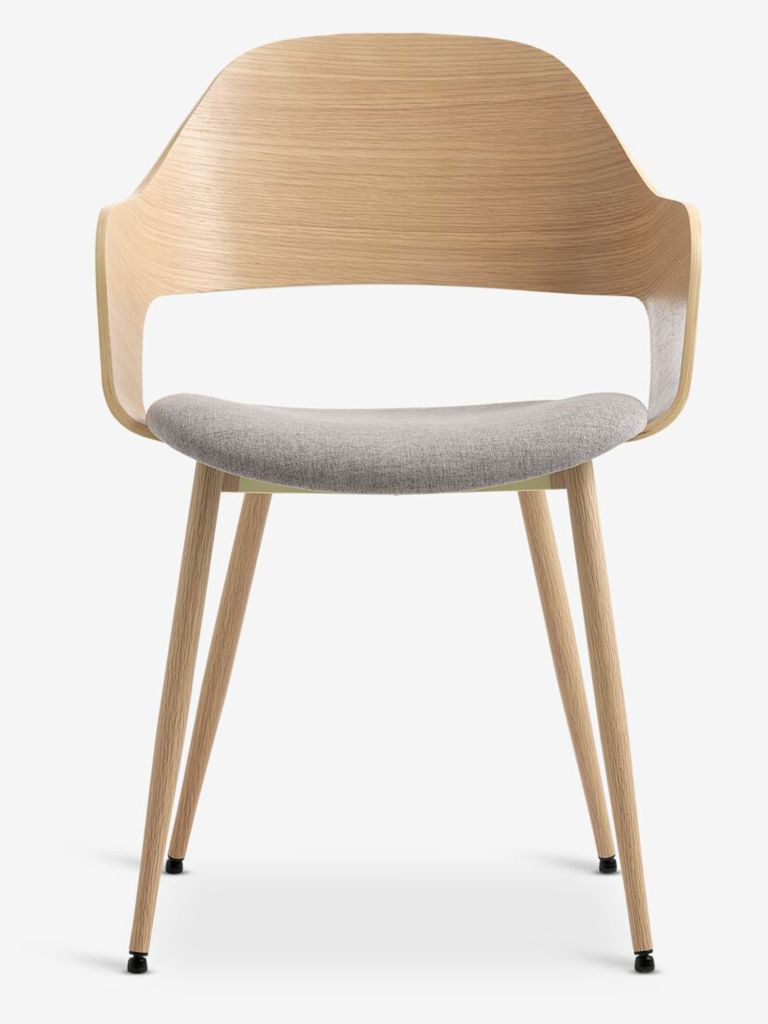 Ghế b&agrave;n ăn | HVIDOVRE | gỗ c&ocirc;ng nghiệp/vải polyester | x&aacute;m nhạt/sồi nhạt | R52xS51xC79cm