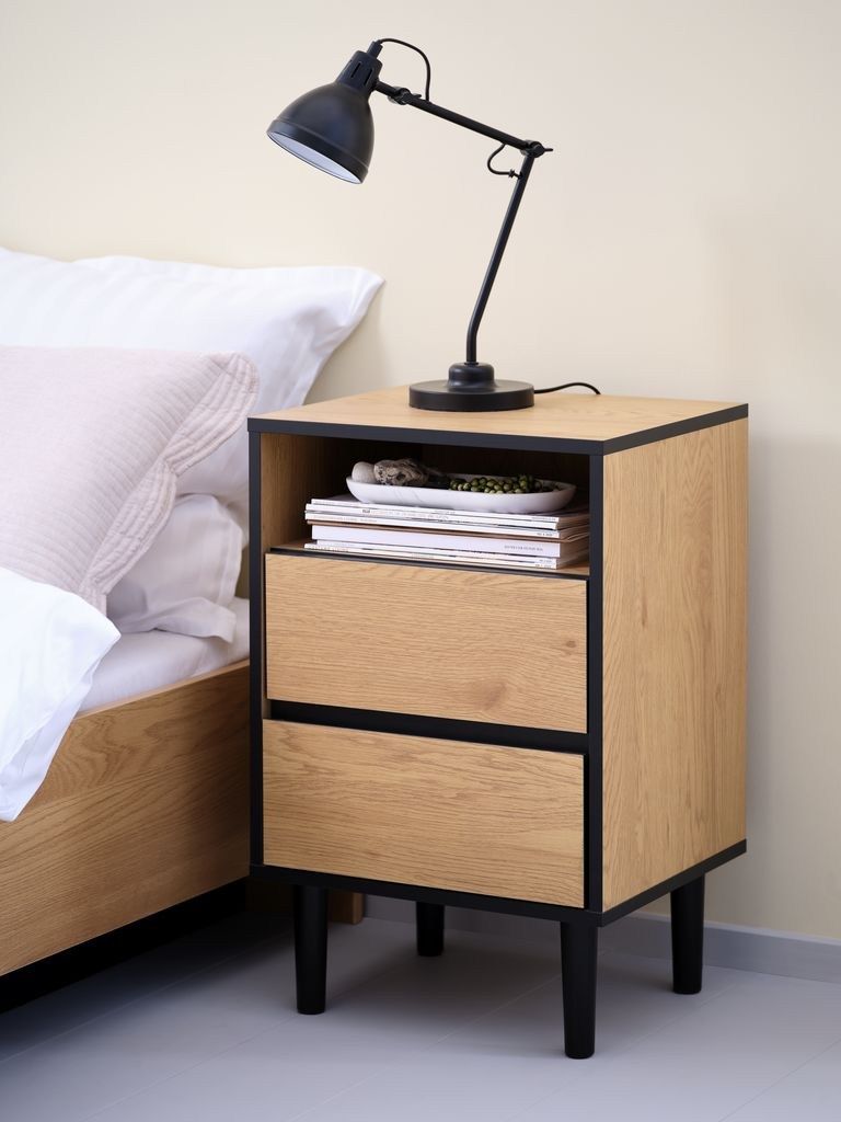 Tủ đầu giường | ODENSE | gỗ công nghiệp | đen/sồi | R42xS35xC65cm