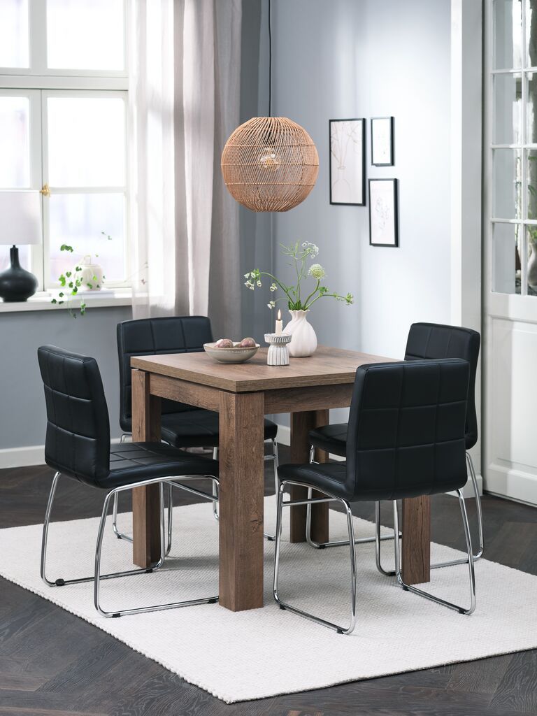 Bàn ăn mở rộng | VEDDE | gỗ công nghiệp | màu sồi đậm | R80xD80/160xC76cm