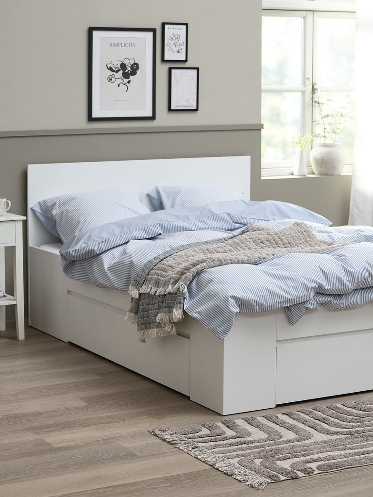 Giường | LIMFJORDEN | gỗ công nghiệp | trắng | R160xD200cm | 3 ngăn kéo