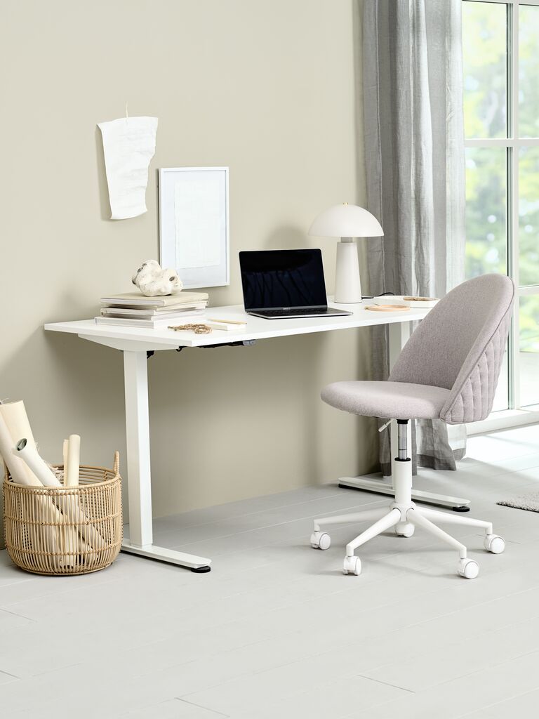 Bàn làm việc điều chỉnh độ cao | SVANEKE | gỗ công nghiệp/thép | trắng | R60xD120C70/119cm