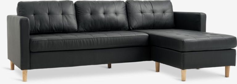 Sofa đôi góc Falslev da PU đen