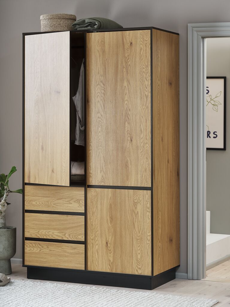 Tủ quần áo | ODENSE | gỗ công nghiệp | đen/sồi | R120xS60xC210cm