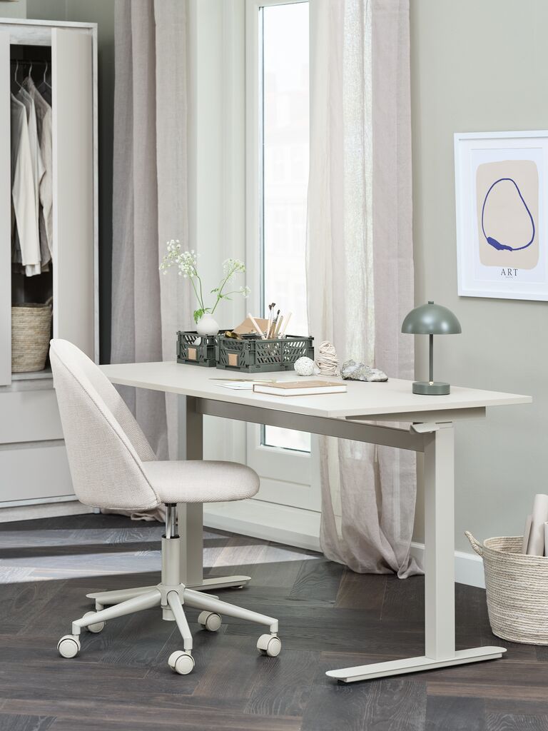 Bàn làm việc điều chỉnh độ cao | LUNDTOFT | gỗ công nghiệp/thép | be | R70xD130xC71/114cm