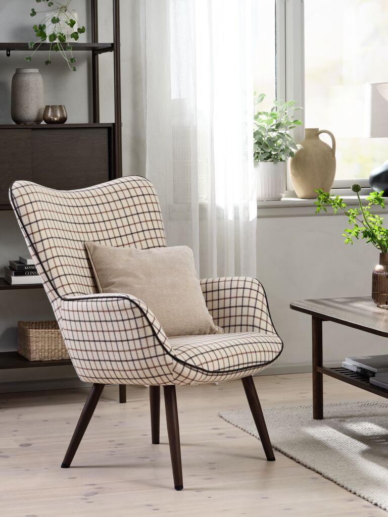 Ghế thư giãn | BIERSTED | vải polyester | be/nâu | R72xS80xC98cm