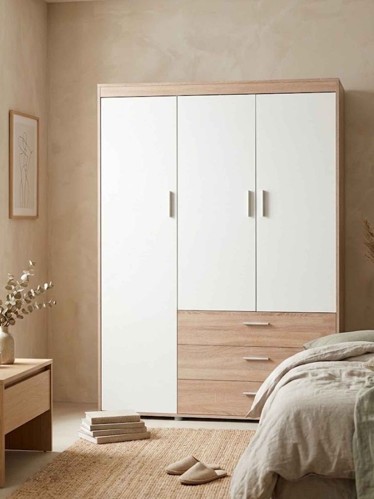 Tủ quần áo | BIRKELSE | gỗ công nghiệp | trắng/sồi | R150xS60xC198cm