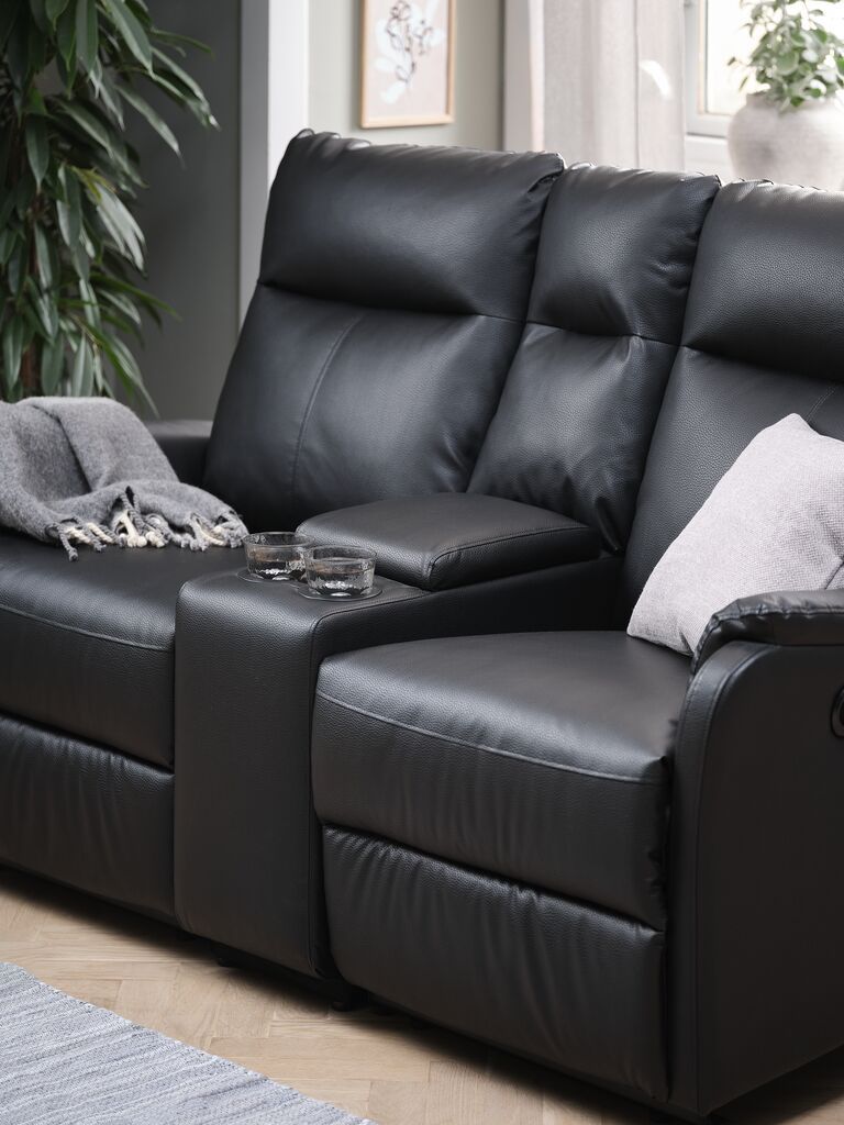 Bệ tì tay sofa | ABILDSKOV | thép/da PU | đen | R30xS89xC103cm