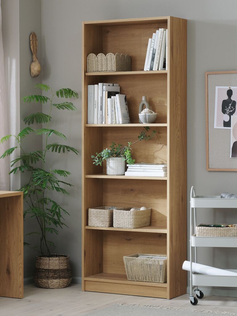 Kệ s&aacute;ch 5 tầng | HORSENS | gỗ c&ocirc;ng nghiệp | m&agrave;u sồi ấm | R70xS29xC197cm