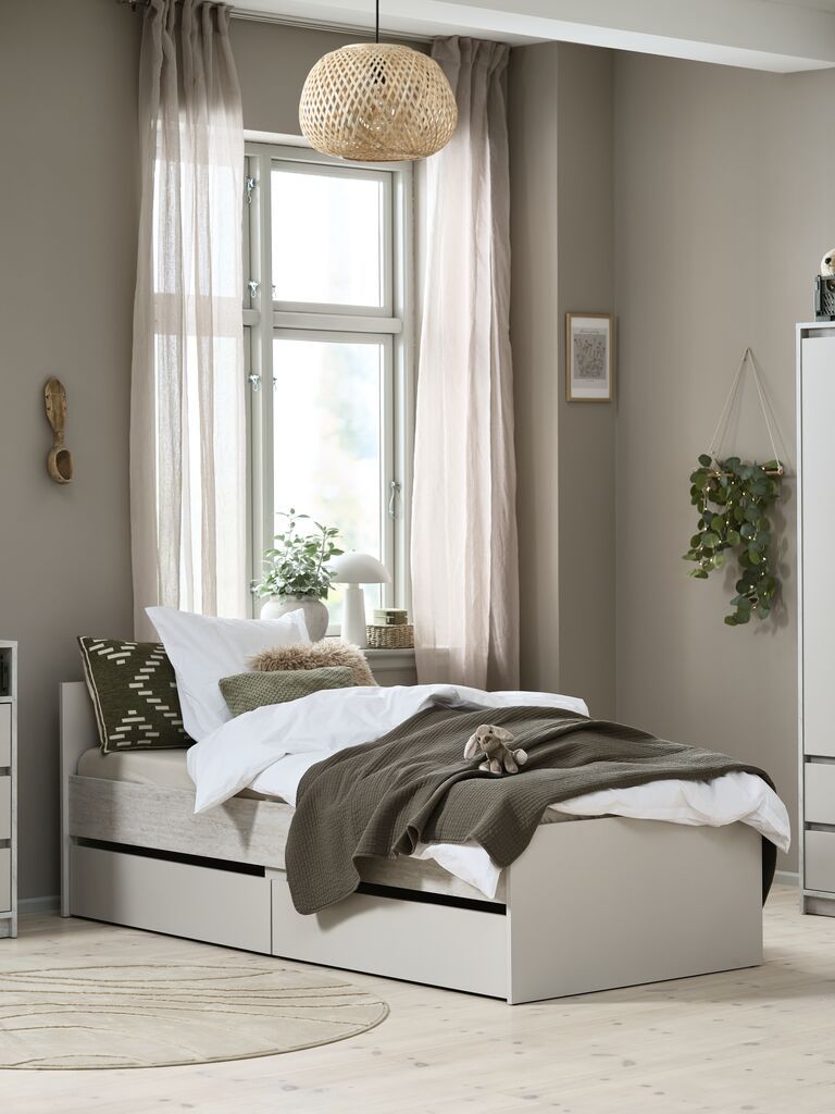 Giường đơn | BILLUND | gỗ công nghiệp | vân đá cẩm thạch/be | R90xD200cm Giường đơn | BILLUND | gỗ công nghiệp | vân đá cẩm thạch/be | R90xD200cm