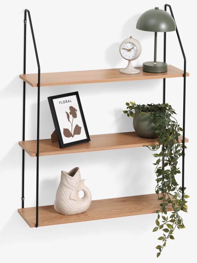Kệ treo tường 3 ngăn | HEJSAGER | gỗ công nghiệp | màu tự nhiên/đen | R65xS20xC80cm