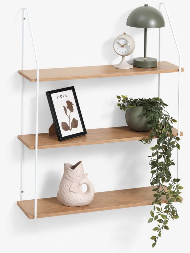 Kệ treo tường 3 ngăn | HEJSAGER | gỗ công nghiệp | màu tự nhiên/trắng | R65xS20xC80cm