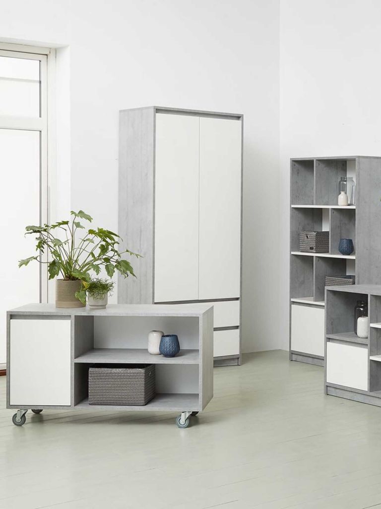 Kệ sách | BILLUND | gỗ công nghiệp | trắng/xám | R110xS40xC64cm