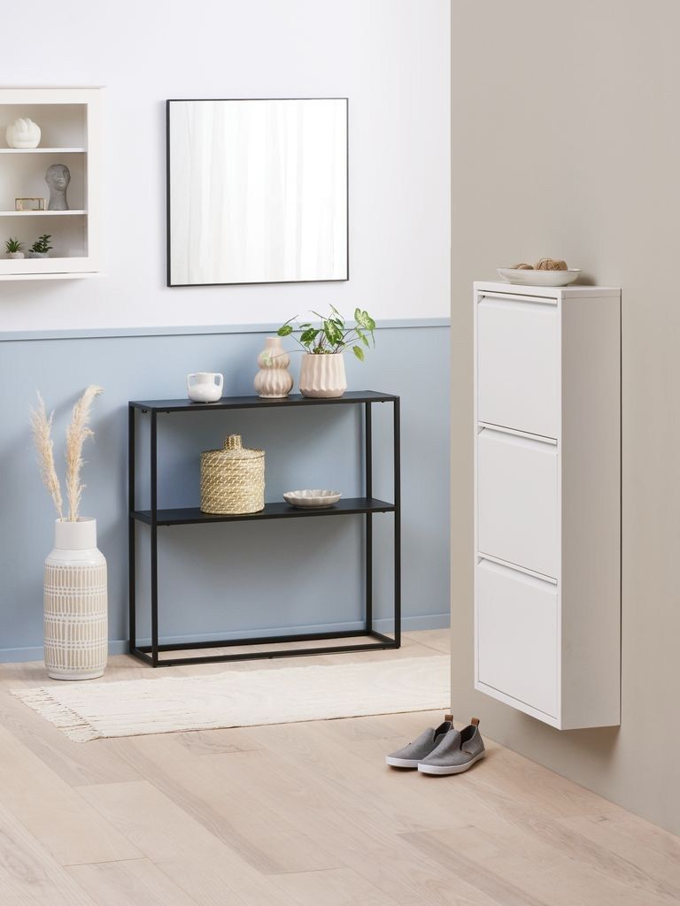 Tủ giày | HALLENSLEV | 3 ngăn | kim loại | trắng | R50xS15xC104cm