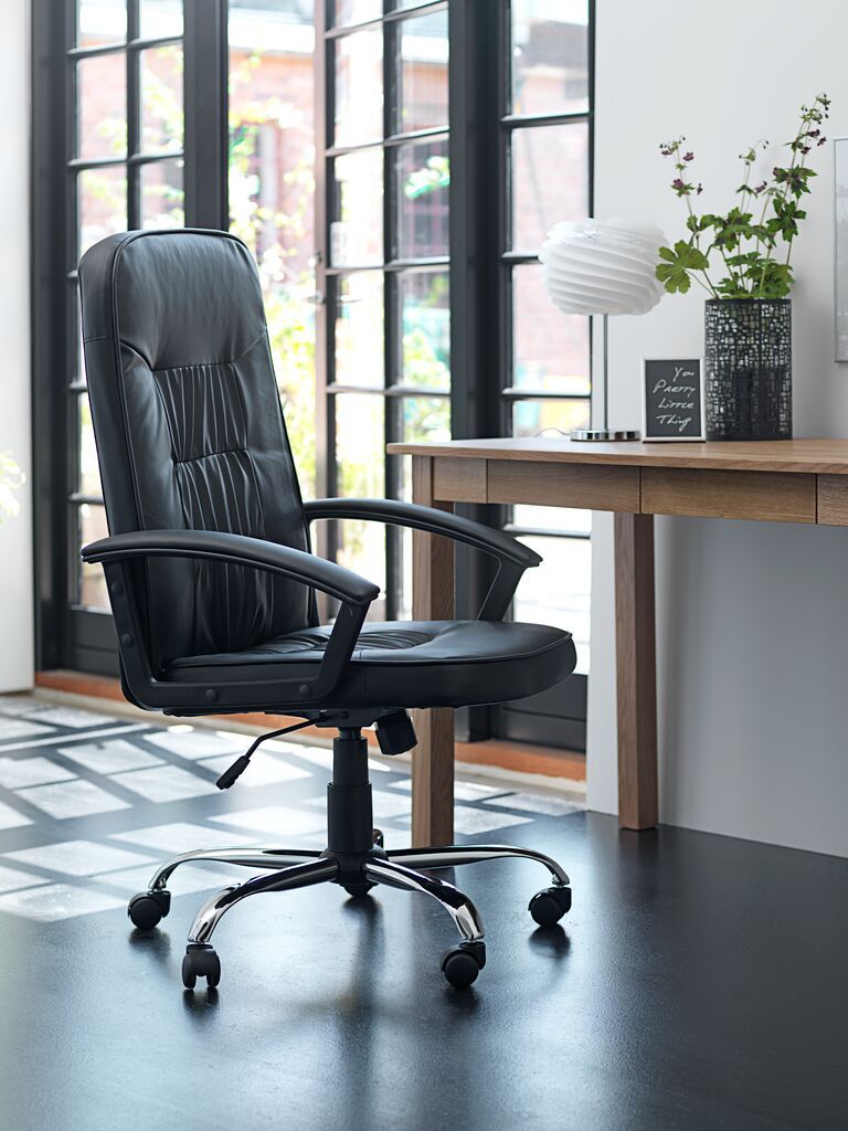 Ghế làm việc | SKODSBORG | da PU | đen | R66xS68xC113/123cm