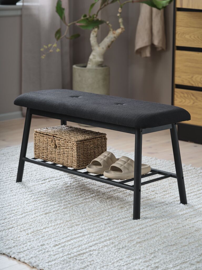 Ghế băng | VANDSTED | vải polyester/tre ép | đen | R90xS34xC45cm