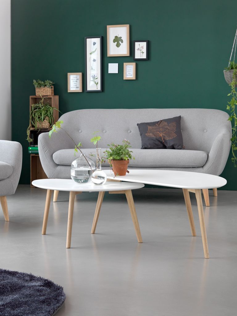 Bàn cafe | LEJRE | gỗ công nghiệp/gỗ sồi | trắng/sồi | R60xD120xC45cm
