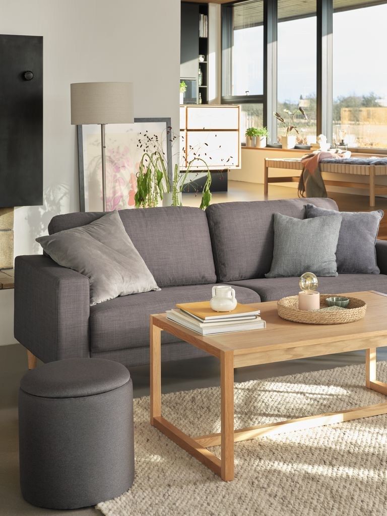 Sofa 3 chỗ | EGENSE | vải polyester | xám đậm | R200xS80xC80cm