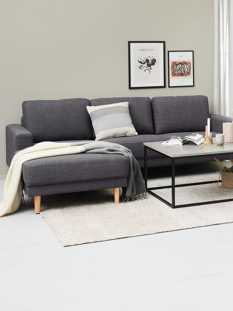Sofa góc trái | EGENSE | vải polyester | xám đậm | R228xS80/154xC80cm
