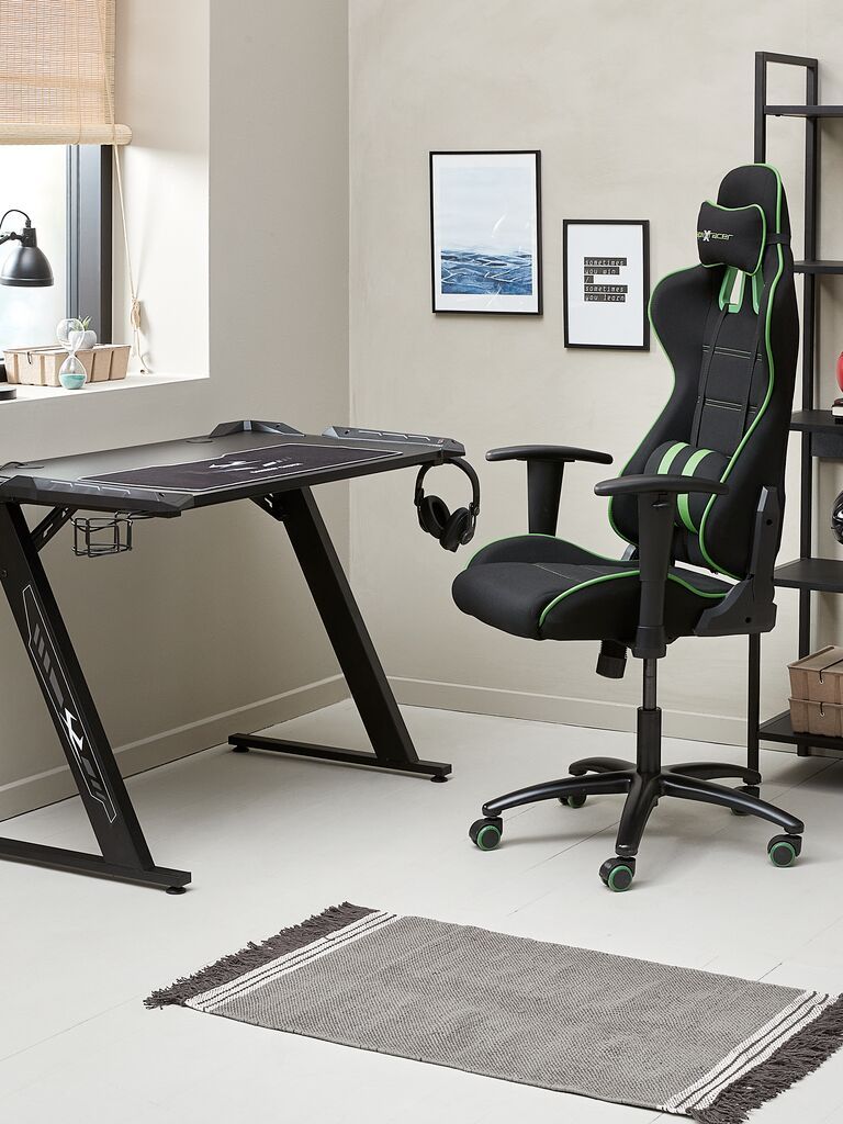 Ghế gaming | LAMBJERG | kim loại/polyester | đen/xanh lá cây | R69xS56xC129/139cm