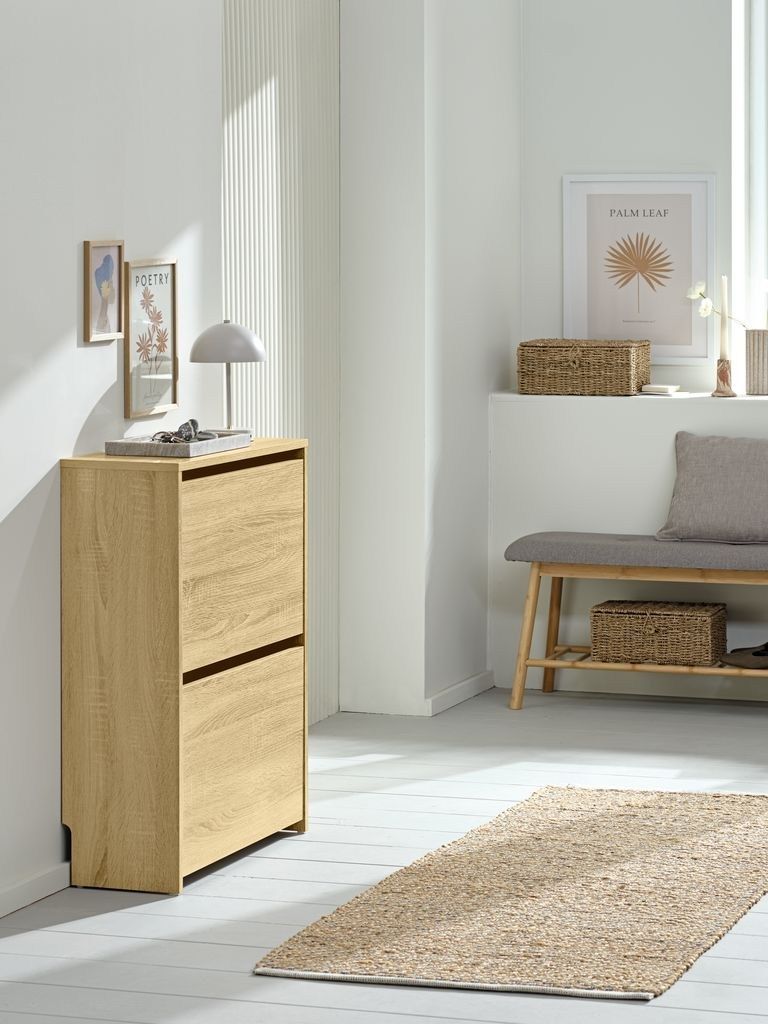 Tủ giày 2 ngăn | BAKHUSE | gỗ công nghiệp | màu sồi | R65xS25xC85cm