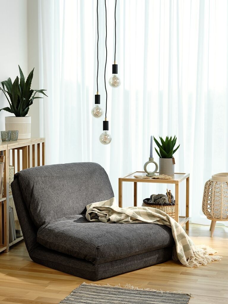 Sofa giường 1 chỗ | VEGGER | vải polyester | xám | R73xS74/220xC60cm