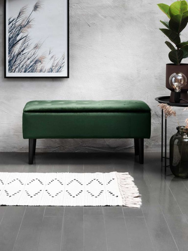 Ghế băng | BADSTED | vải polyester | xanh lá đậm | R95xS37xC45cm