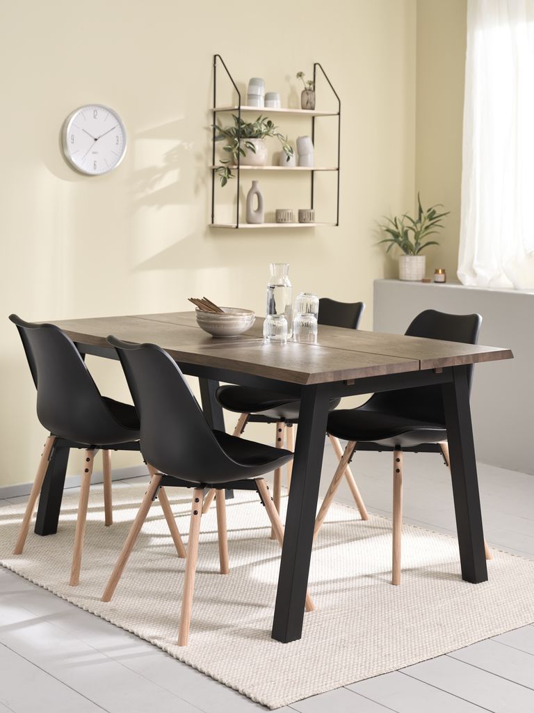 B&agrave;n ăn | SKOVLUNDE | gỗ c&ocirc;ng nghiệp/veneer sồi | m&agrave;u sồi đậm/đen | R90xD160xC76cm