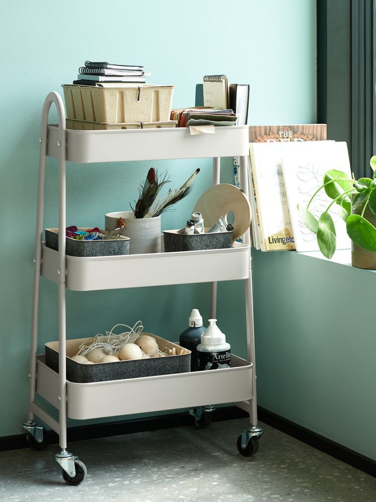 Kệ đẩy c&oacute; b&aacute;nh xe | KANSTRUP | kim loại/PP | m&agrave;u c&aacute;t | R47xS31xC79cm