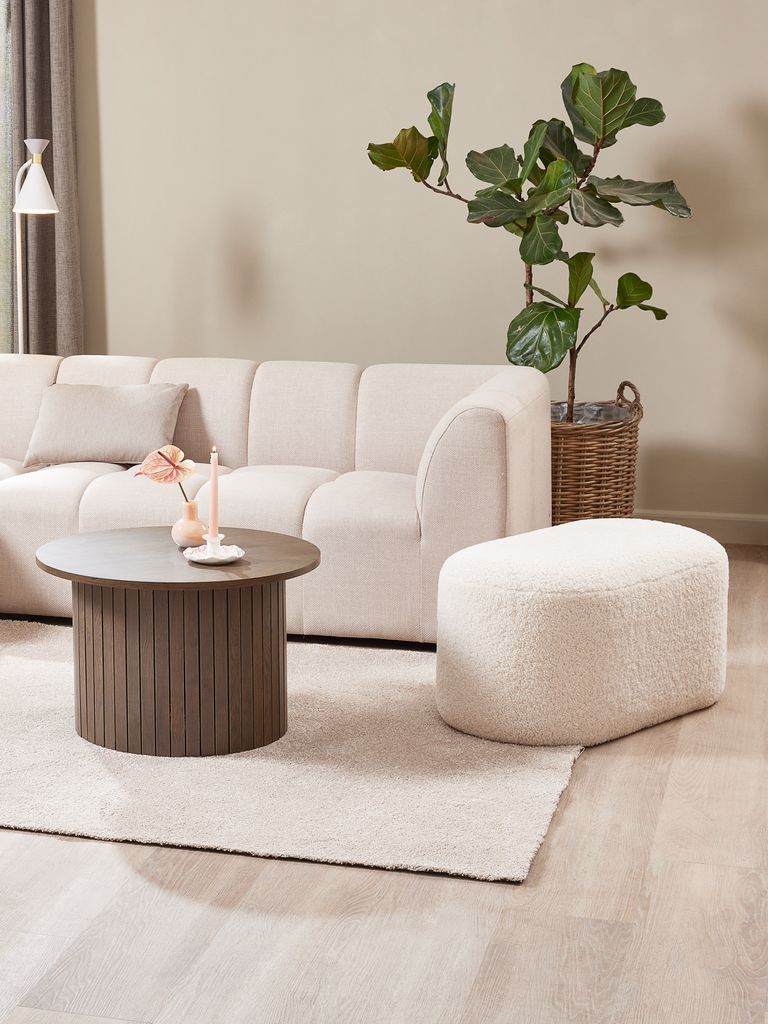 Ghế đôn | OREBO | vải polyester | màu tự nhiên | R84xS45xC40cm