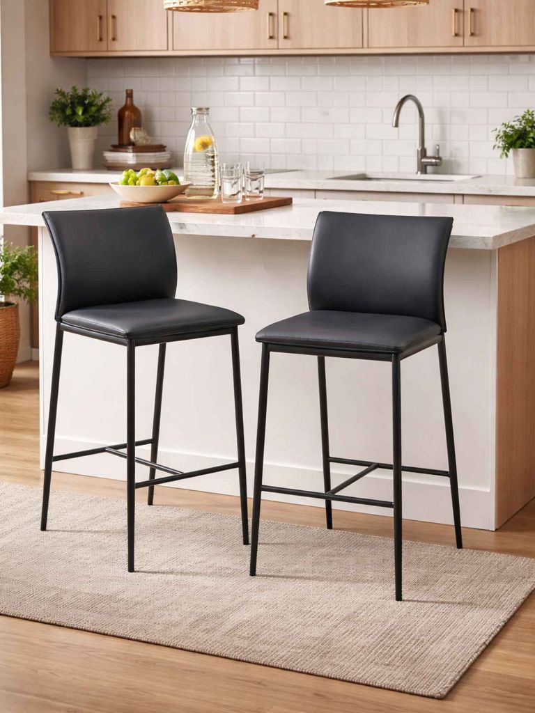 Ghế đảo bếp | DEMINA | da PU/kim loại | đen | R41xS48.5xC90.5cm