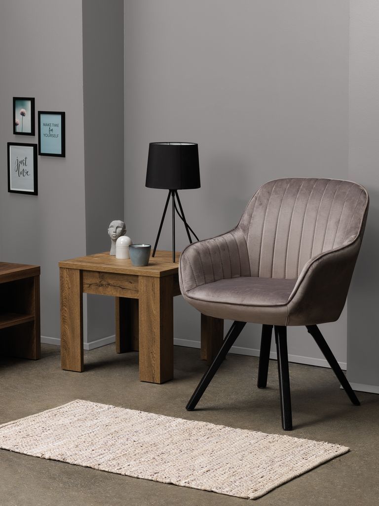 Ghế bành | ONSEVIG | vải polyester/gỗ cao su | xám/đen | R58xS61xC83cm