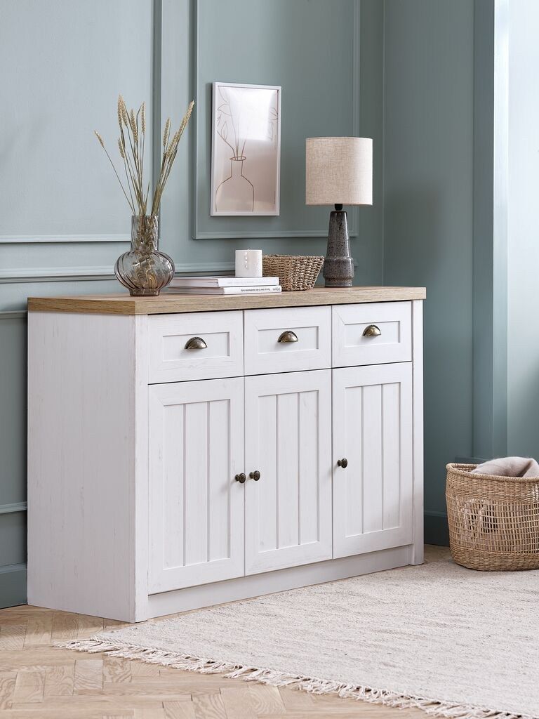 Tủ phòng ăn | MARKSKEL | gỗ công nghiệp | trắng/màu sồi | R132xS43xC87cm