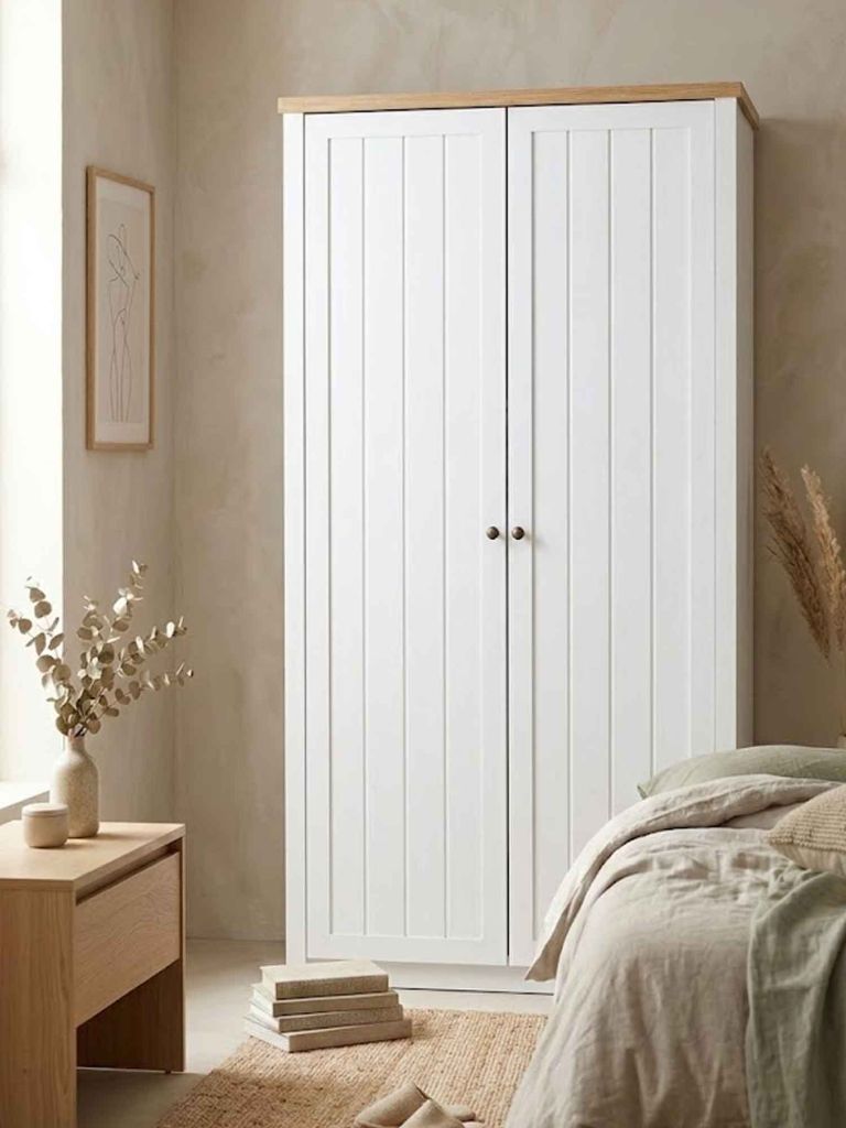 Tủ quần áo | MARKSKEL | gỗ công nghiệp/melamine | trắng/sồi | R112xS61xC210cm