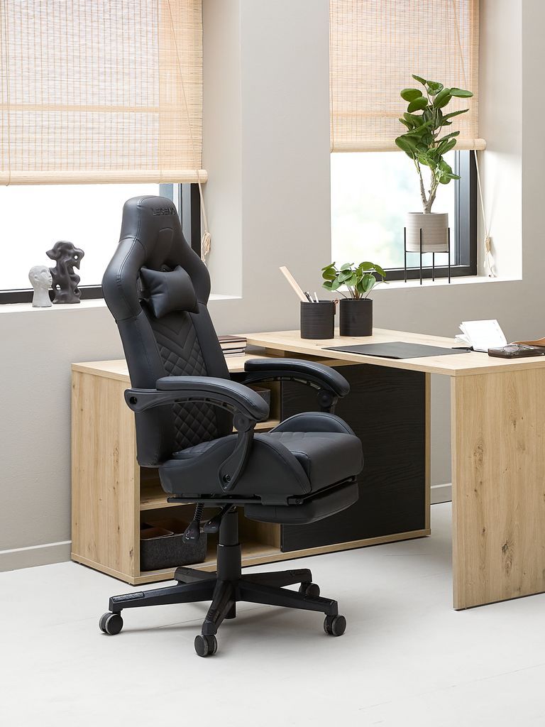 Ghế gaming | HALLUM | da PU | đen | R64xS70xC116/126cm