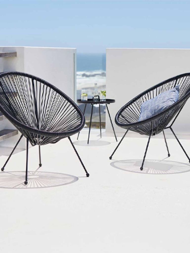 Bộ bàn ghế ngoài trời | UBBERUP | đen | R72xS80xC83cm/Ø45xC52cm