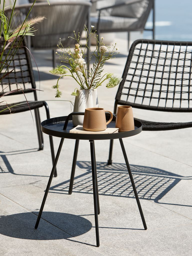 Bàn góc ngoài trời | IDRE | thép sơn tĩnh điện | đen | Ø45xC52cm