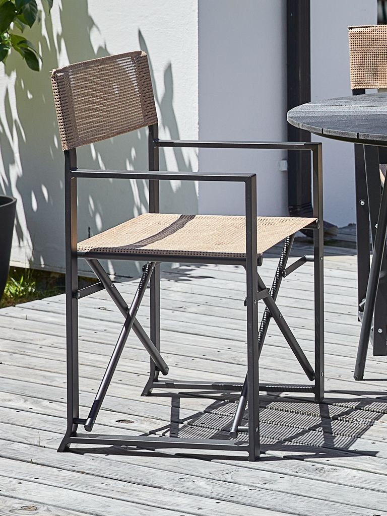 Ghế gấp ngoài trời | NAGELSTI | thép/vải polyester | màu tự nhiên/đen | R45xS47xC90cm